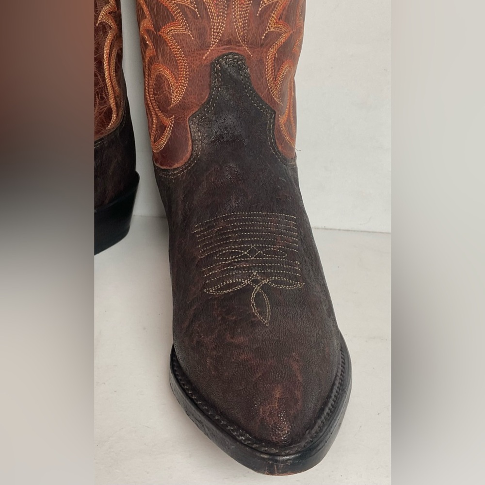 Tony Lama Men’s Vintage Chocolate Cowboy Boots 8.5 D USA Made Exotic - Picture 9 of 16